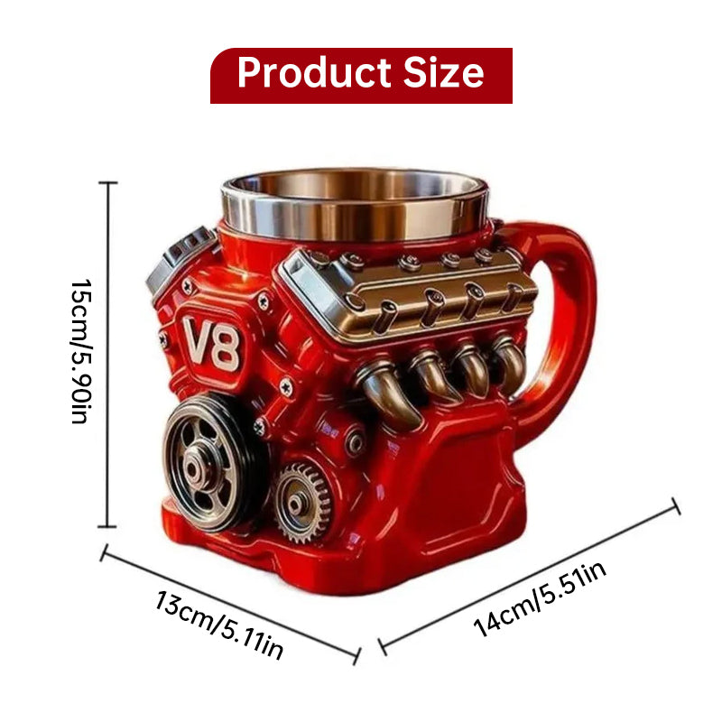 V8 Engine Mug | Stainless Steel Coffee Cup for Car Lovers "Rare Find"