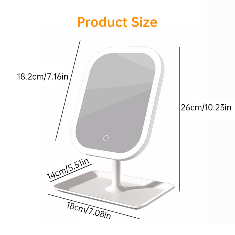 Large Square Rotating LED Makeup Mirror with Adjustable Lighting, 1~2PCS, Vanity Mirror for Girls Dormitory & Home Use