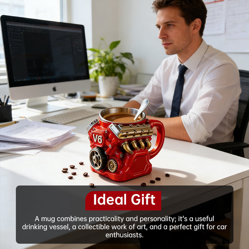 V8 Engine Mug | Stainless Steel Coffee Cup for Car Lovers "Rare Find"