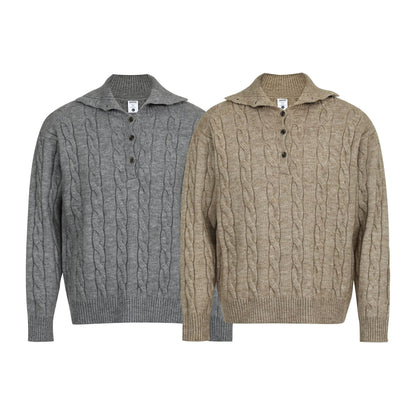 Vintage High-End Unisex Buttoned Sweater, Old Money Style Design, Trendy Men's Loose Long Sleeve Knitwear