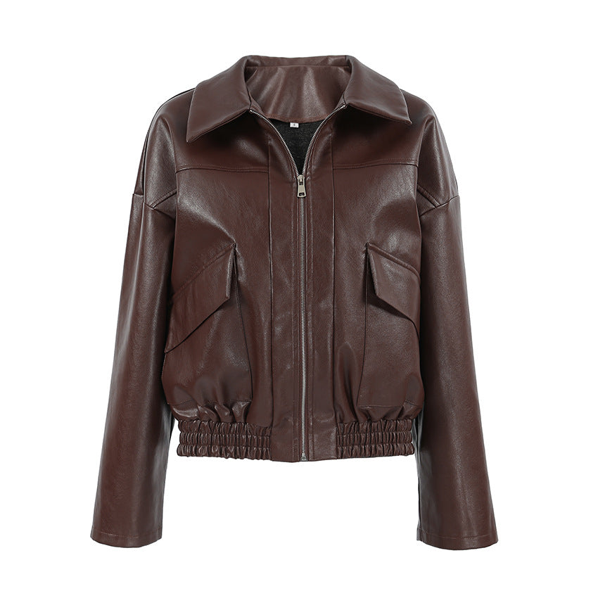 Winter and Autumn Vintage Old Money Style Leather Jacket Pilot Jacket