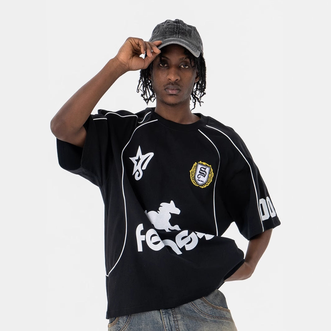 Men's Football Jersey Crew Neck Casual Short Sleeve T-Shirt