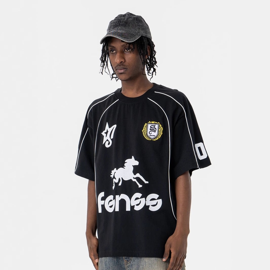 Men's Football Jersey Crew Neck Casual Short Sleeve T-Shirt