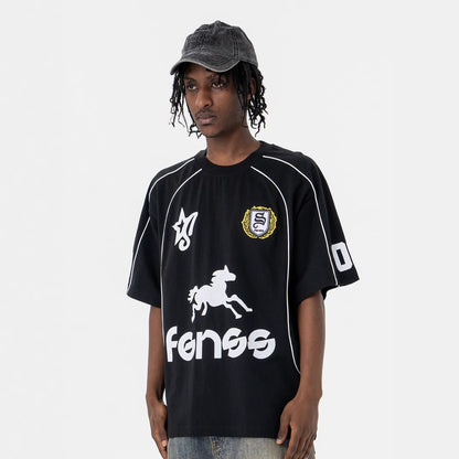 Men's Football Jersey Crew Neck Casual Short Sleeve T-Shirt