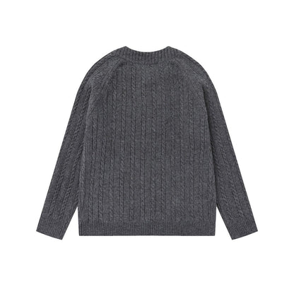 Retro Solid Color Minimalist Cardigan Sweater, Old Money Style Design, Trendy Men's Loose Round Neck Knitwear "Limited Edition"