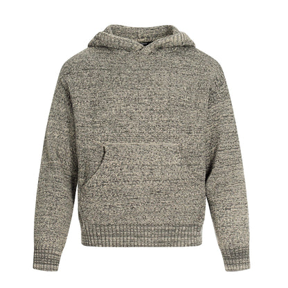Vintage High-End Knit Hoodie for Men, Old Money Style, Trendy Short and Wide Fit Sweater