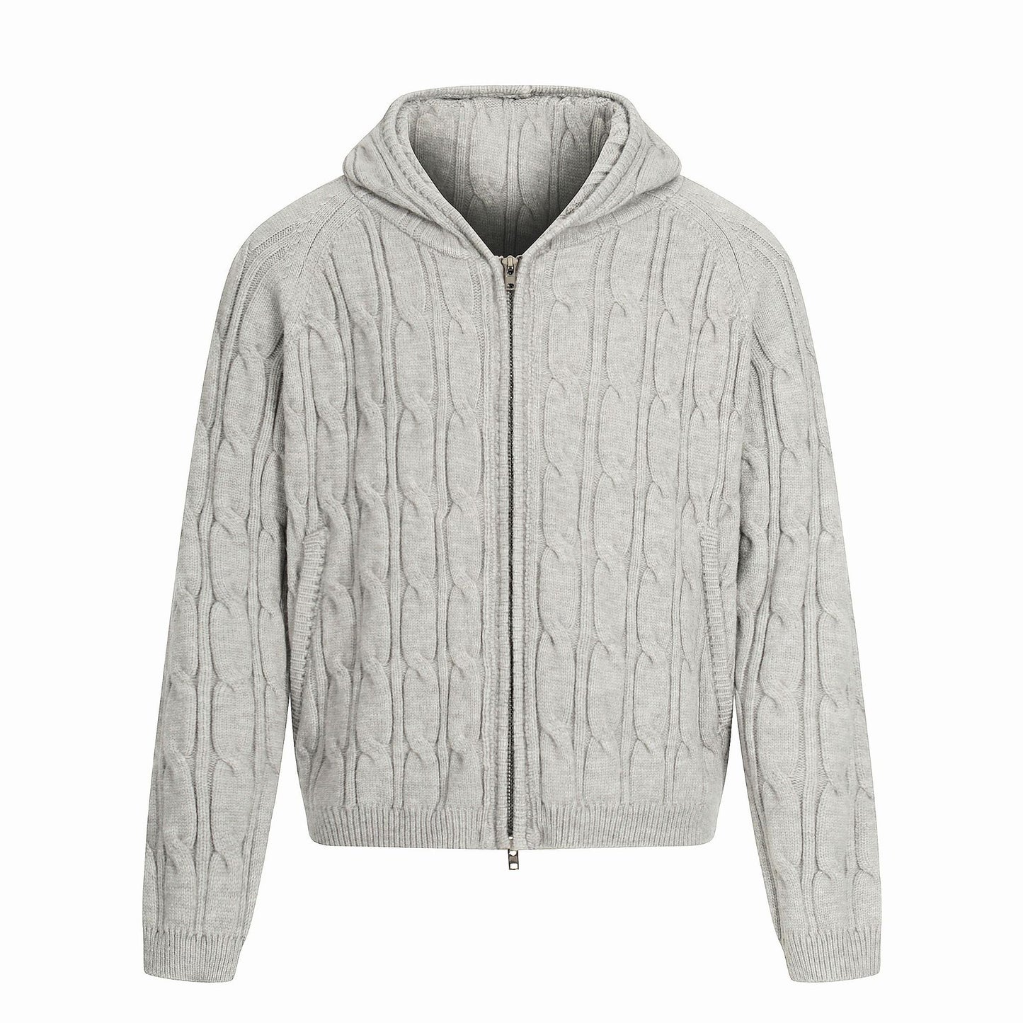 Retro High-End Knit Cardigan Solid Color Old Money Style Trendy Men's Short Wide Hooded Sweater