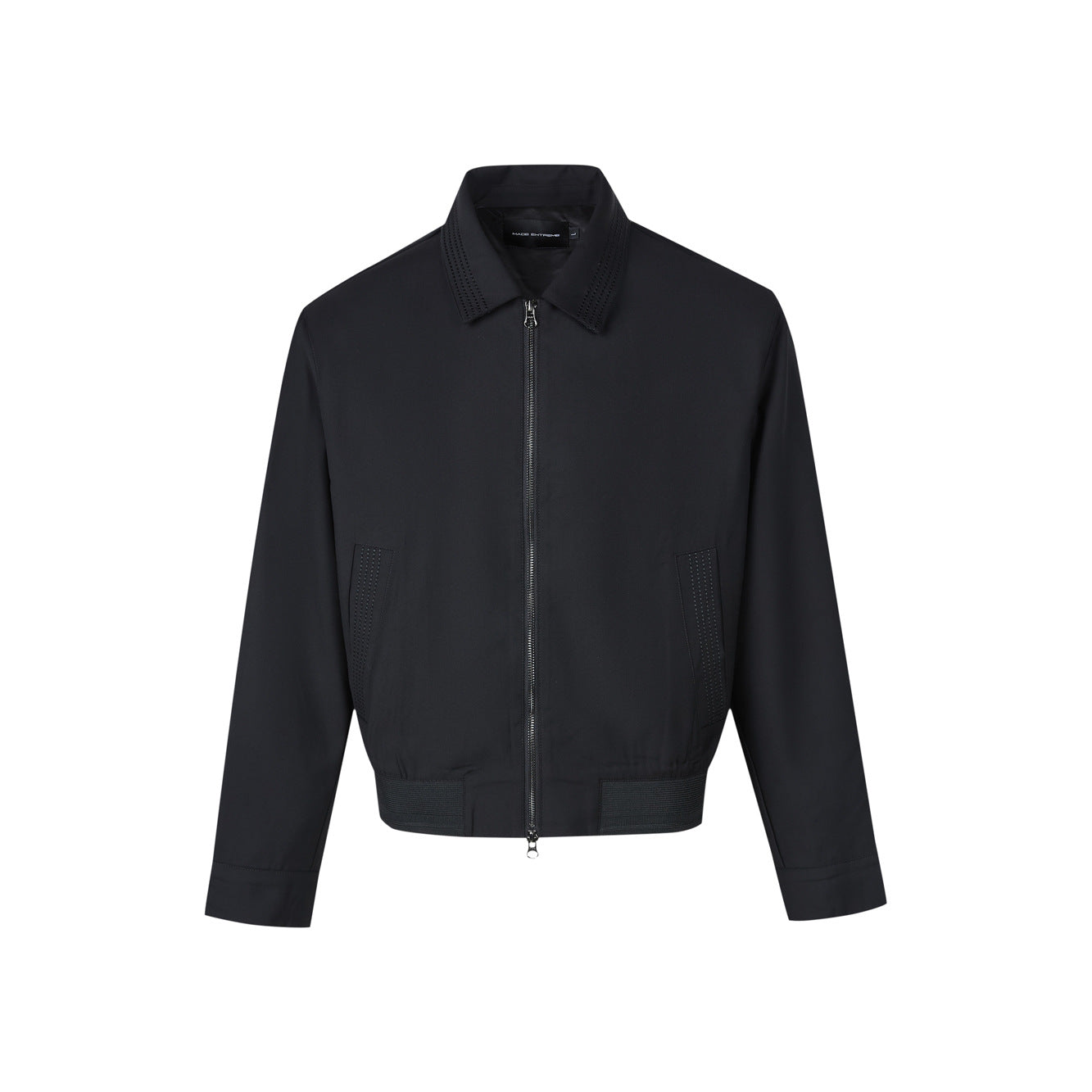 Cleanfit Zipper Casual Jacket with Herringbone Old Money Style Blended Fabric