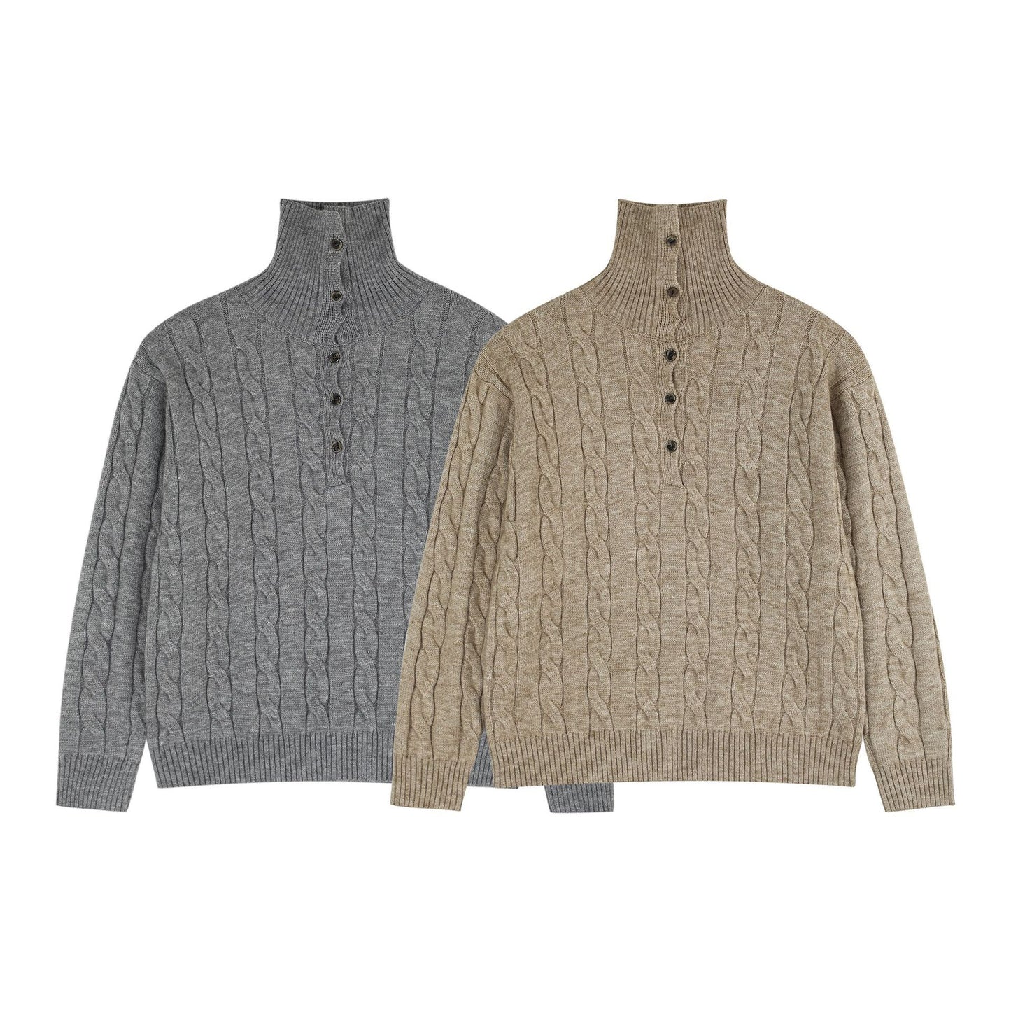 Vintage High-End Unisex Buttoned Sweater, Old Money Style Design, Trendy Men's Loose Long Sleeve Knitwear