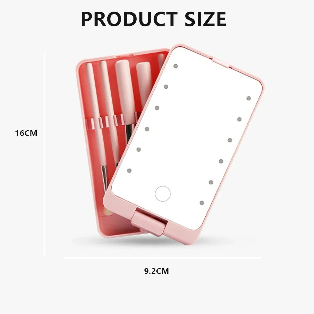 LED Folding Rotating Cosmetic Mirror Box without Brush "Rare Find"