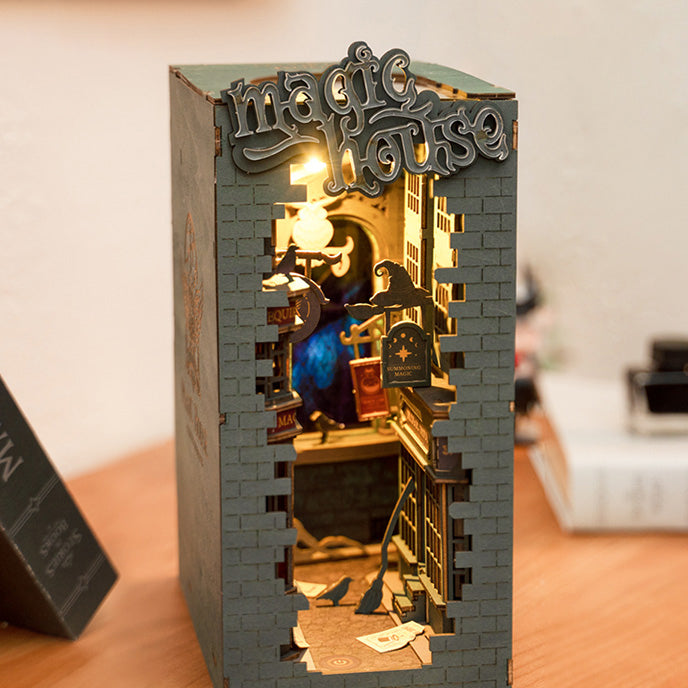 Rare Object "Bookshelf In The Alley" If The Book To Stand Handmade Diy Three-Dimensional Assembled Model Puzzle Hot Gift