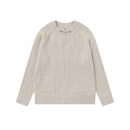 Retro Solid Color Minimalist Cardigan Sweater, Old Money Style Design, Trendy Men's Loose Round Neck Knitwear "Limited Edition"