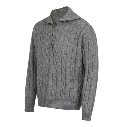 Vintage High-End Unisex Buttoned Sweater, Old Money Style Design, Trendy Men's Loose Long Sleeve Knitwear