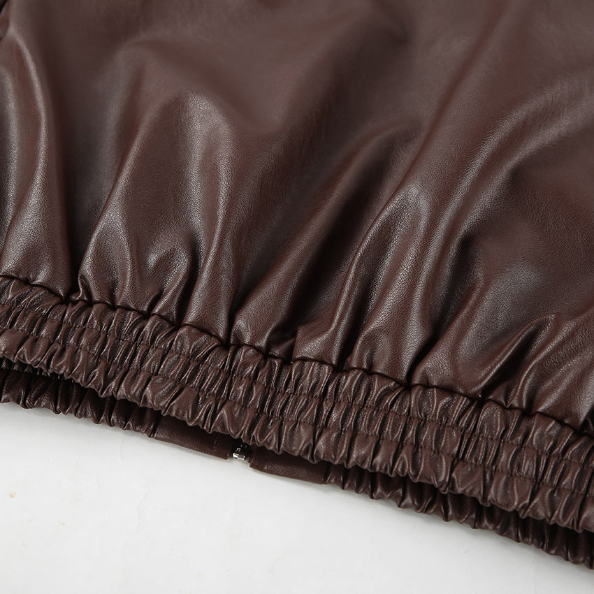 Winter and Autumn Vintage Old Money Style Leather Jacket Pilot Jacket