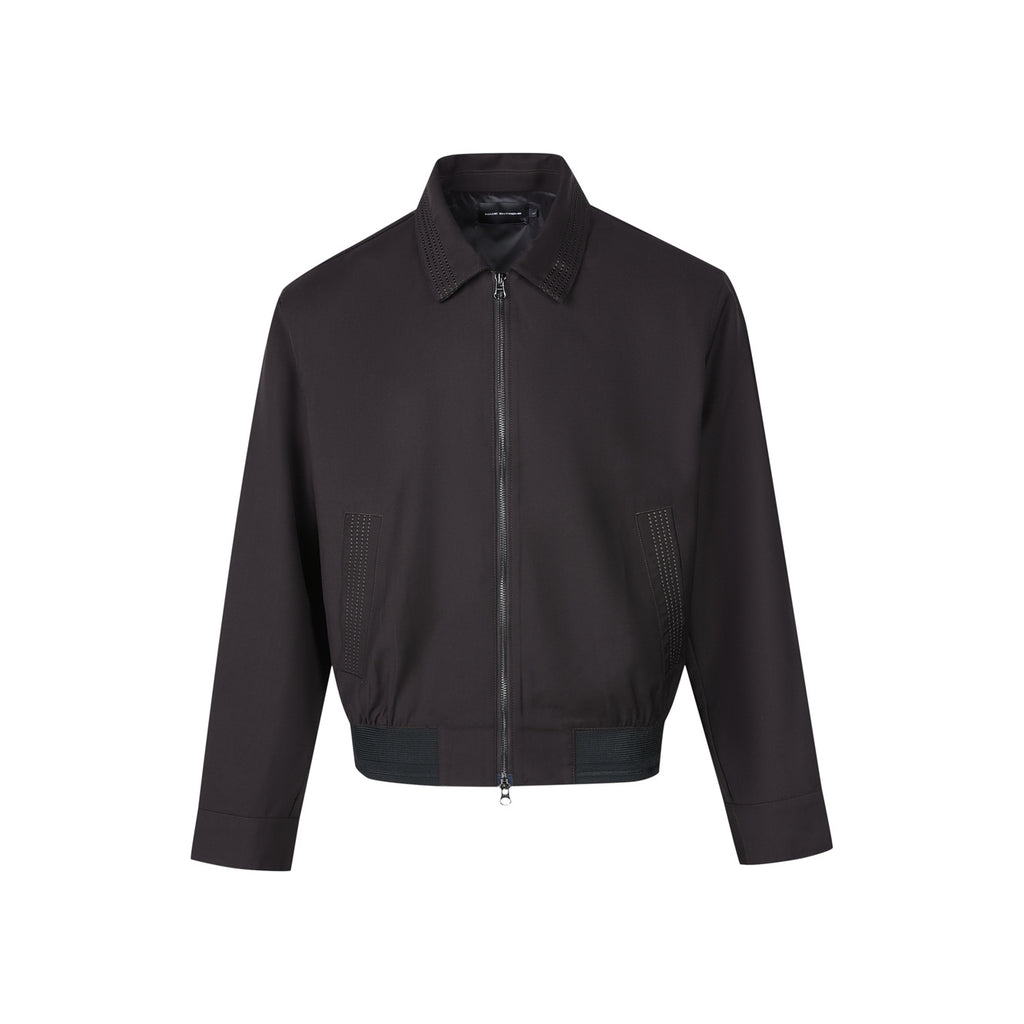 Cleanfit Zipper Casual Jacket with Herringbone Old Money Style Blended Fabric