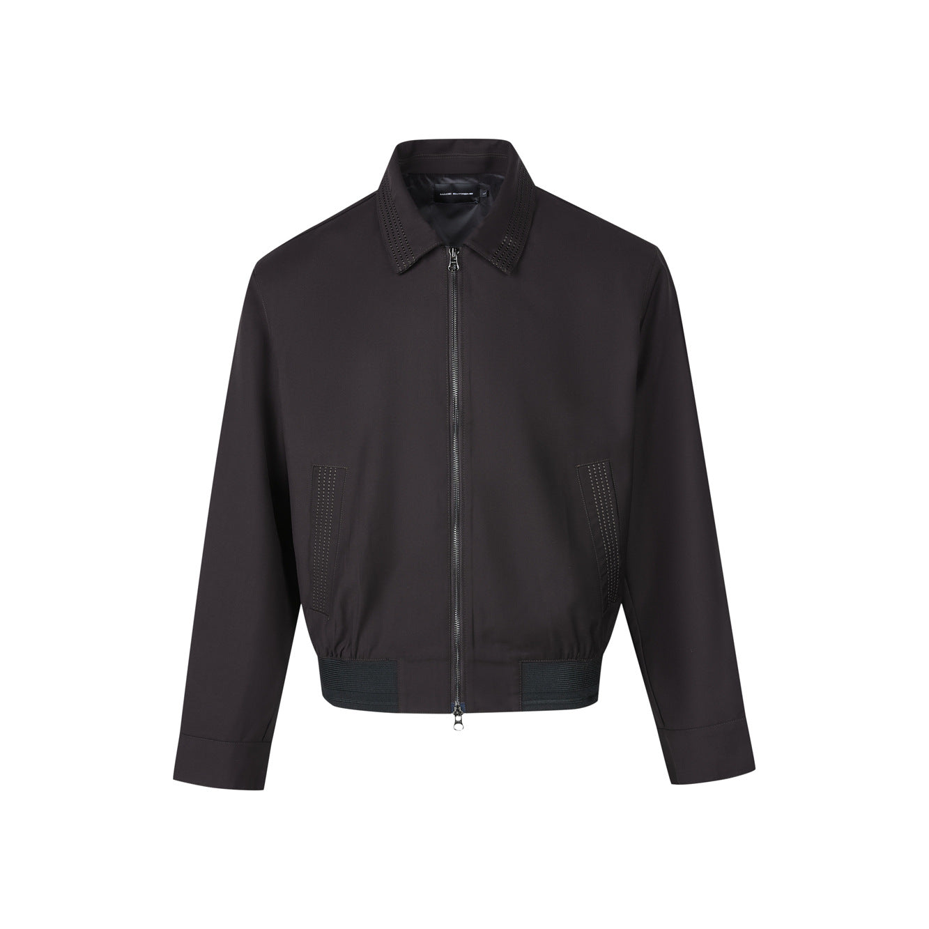 Cleanfit Zipper Casual Jacket with Herringbone Old Money Style Blended Fabric