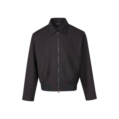 Cleanfit Zipper Casual Jacket with Herringbone Old Money Style Blended Fabric