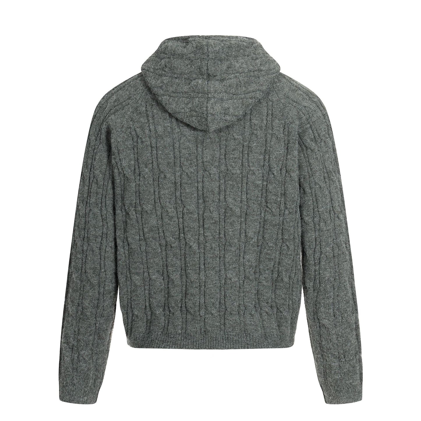 Retro High-End Knit Cardigan Solid Color Old Money Style Trendy Men's Short Wide Hooded Sweater