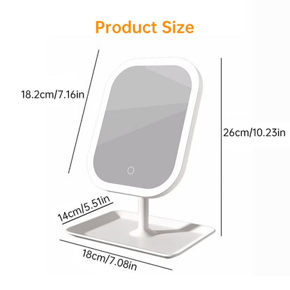 Large Square Rotating LED Makeup Mirror with Adjustable Lighting, 1~2PCS, Vanity Mirror for Girls Dormitory & Home Use