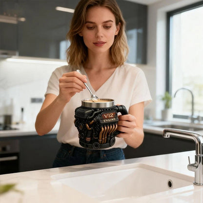 V8 Engine Mug | Stainless Steel Coffee Cup for Car Lovers "Rare Find"