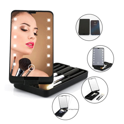 LED Folding Rotating Cosmetic Mirror Box without Brush "Rare Find"