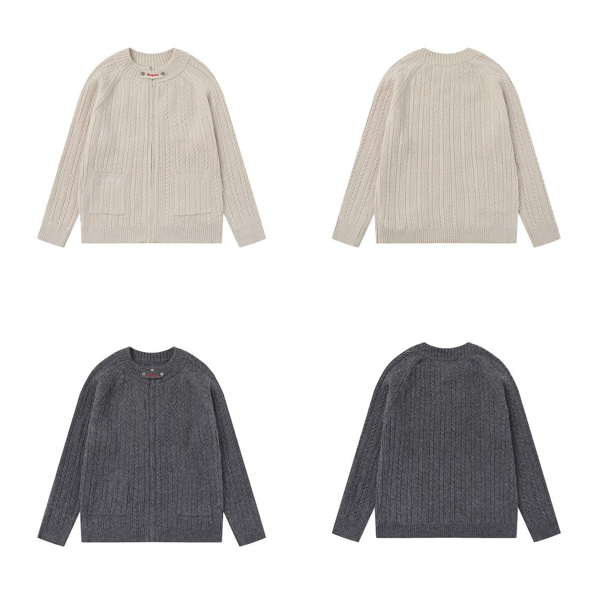 Retro Solid Color Minimalist Cardigan Sweater, Old Money Style Design, Trendy Men's Loose Round Neck Knitwear "Limited Edition"