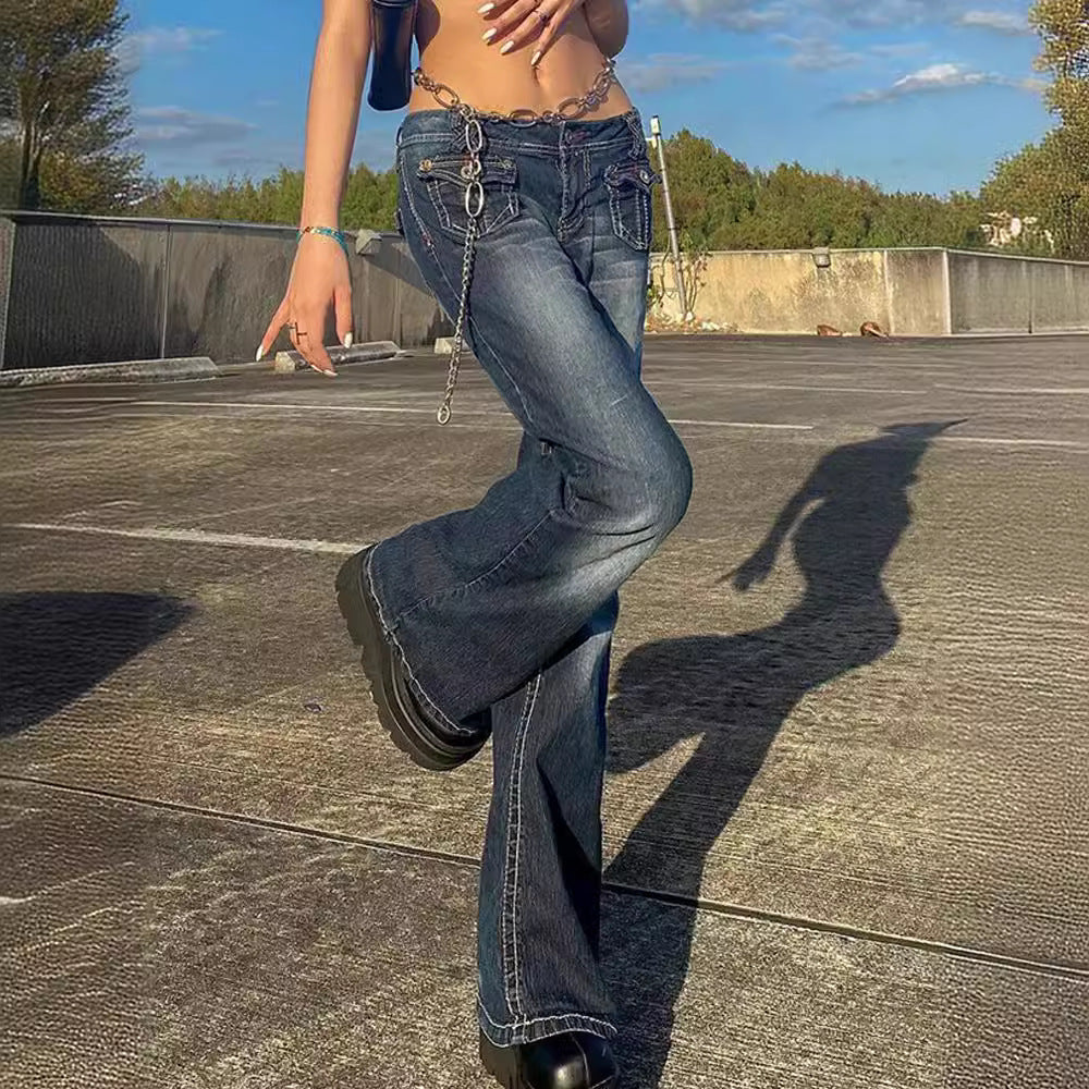 Multi pocket High Waist regular flared jeans for women "limited pieces"