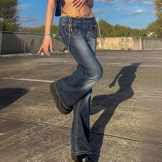 Multi pocket High Waist regular flared jeans for women "limited pieces"