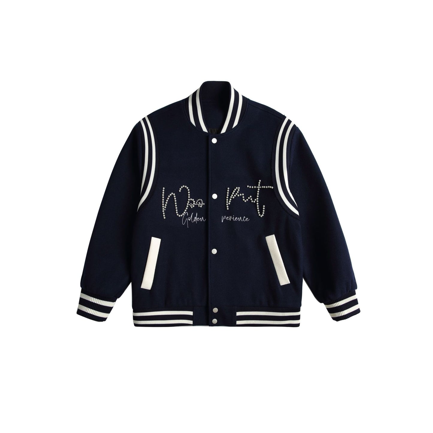 Retro studded embroidered contrasting woolen baseball jersey jacket "LIMITED EDITION"