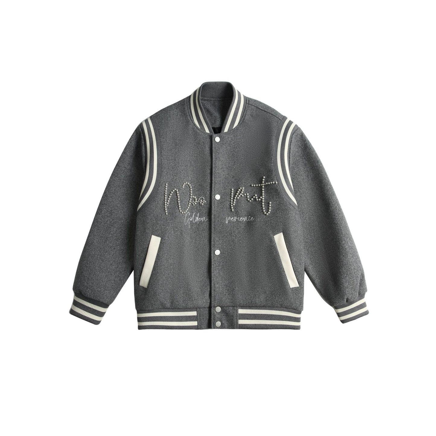 Retro studded embroidered contrasting woolen baseball jersey jacket "LIMITED EDITION"