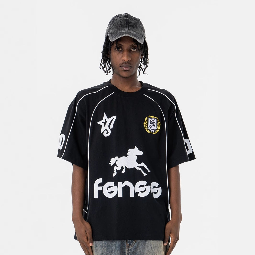 Men's Football Jersey Crew Neck Casual Short Sleeve T-Shirt